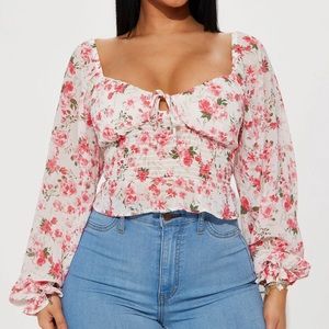 floral shirt always a blossom fashion nova blush/combo